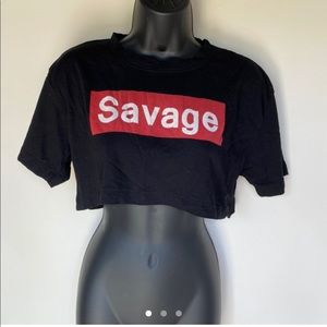 Savage black crop top tee by Fashion Nova